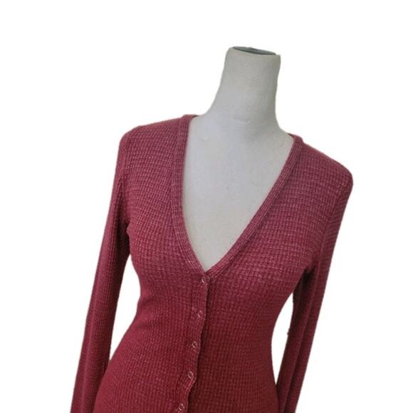 Free People Keep Your Cool Waffle Thermal Bodysuit Wild County Pink Small‎ - Picture 3 of 15